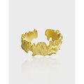 Minimalism Gold Plating Plain Ring 925 Sterling Silver Irregularity Open Adjustable Finger Ring for Women Men