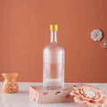 Manufacturer of 500ml Vertical Stripe High White Glass Liquor Bottle with Cork and Screen Printing