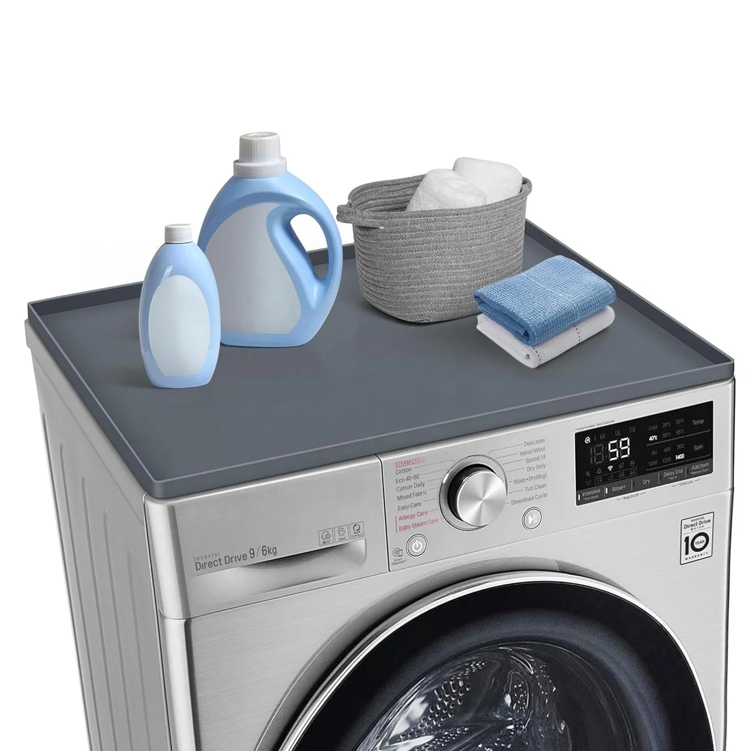 25.6''x 23.6'' Non-Slip Waterproof Silicone Washing Machine Cover Washer and Dryer Top Protector Mat