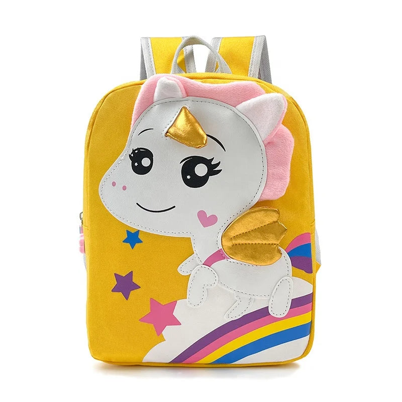 Animal Design Cute Horse Rainbow Cartoon Waterproof Nylon Durable Kids School Bags