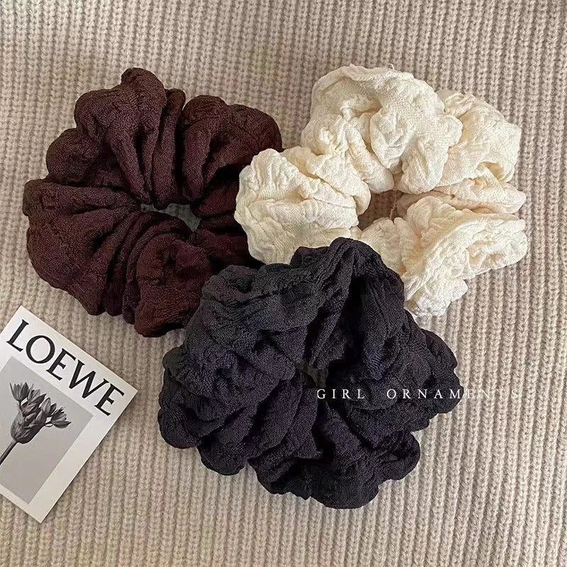 Women Retro Solid Color Cotton Hair Scrunchies Bun Ring Elastic Sport Dance Scrunchie