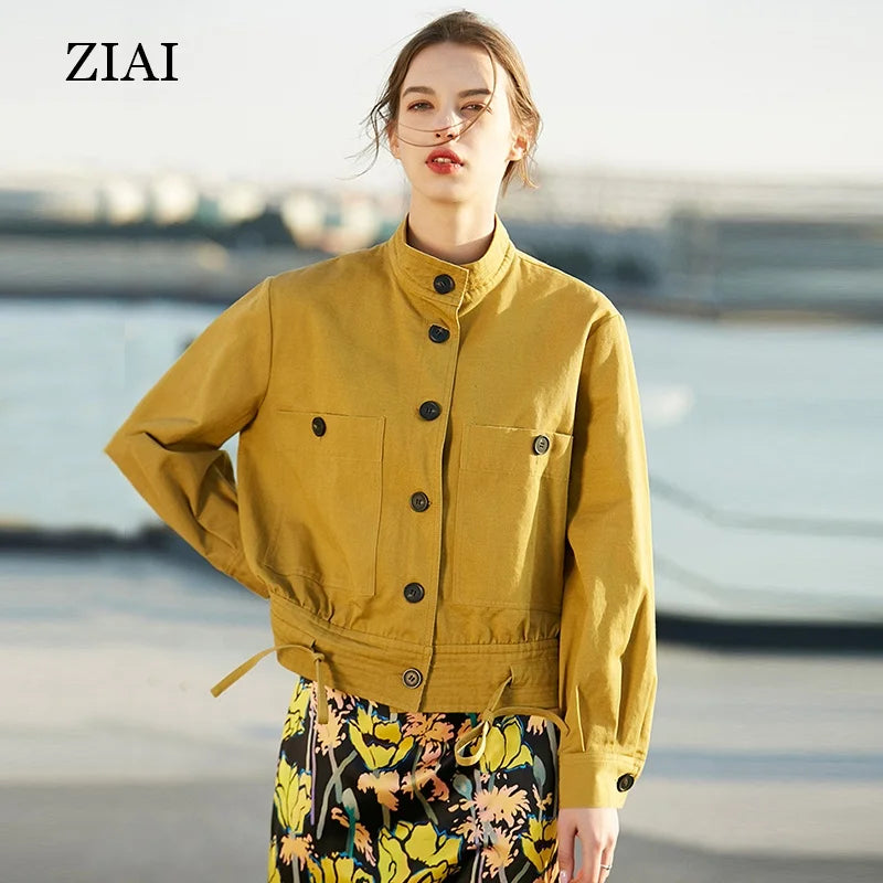 Wholesale Custom Temperament Short Coat Female New Product Fashion Stand-up Collar Short Top