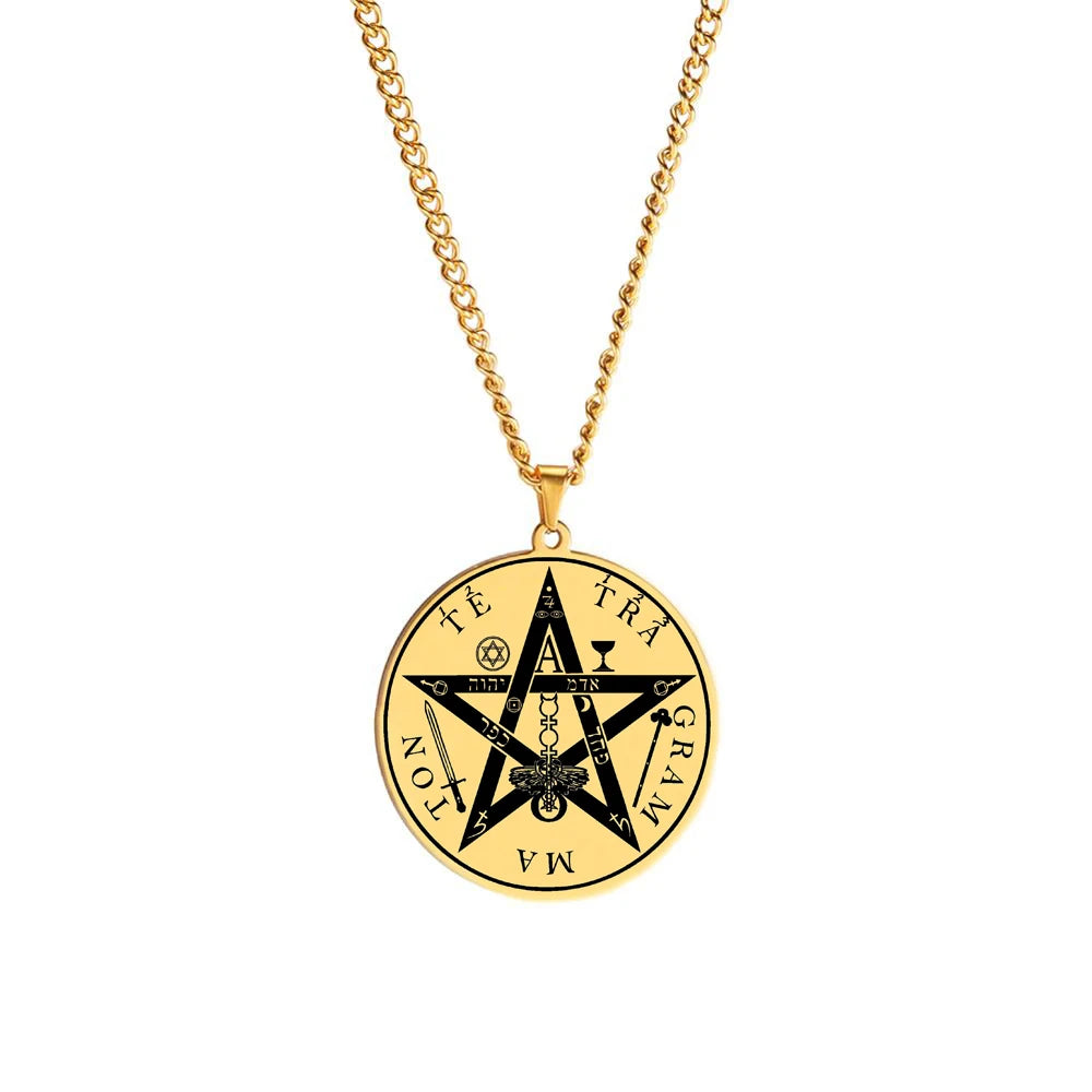 Pentagram of Solomon Seal Kabbalah Pendant Tetragrammaton Name of God Star Talisman Jewelry Stainless Steel Pendants Necklace