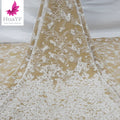 Popular Chantilly Laces With Crystal Sequins Beaded Lace Fabric Wedding Bridal Embroidery Fabrics  HY2191