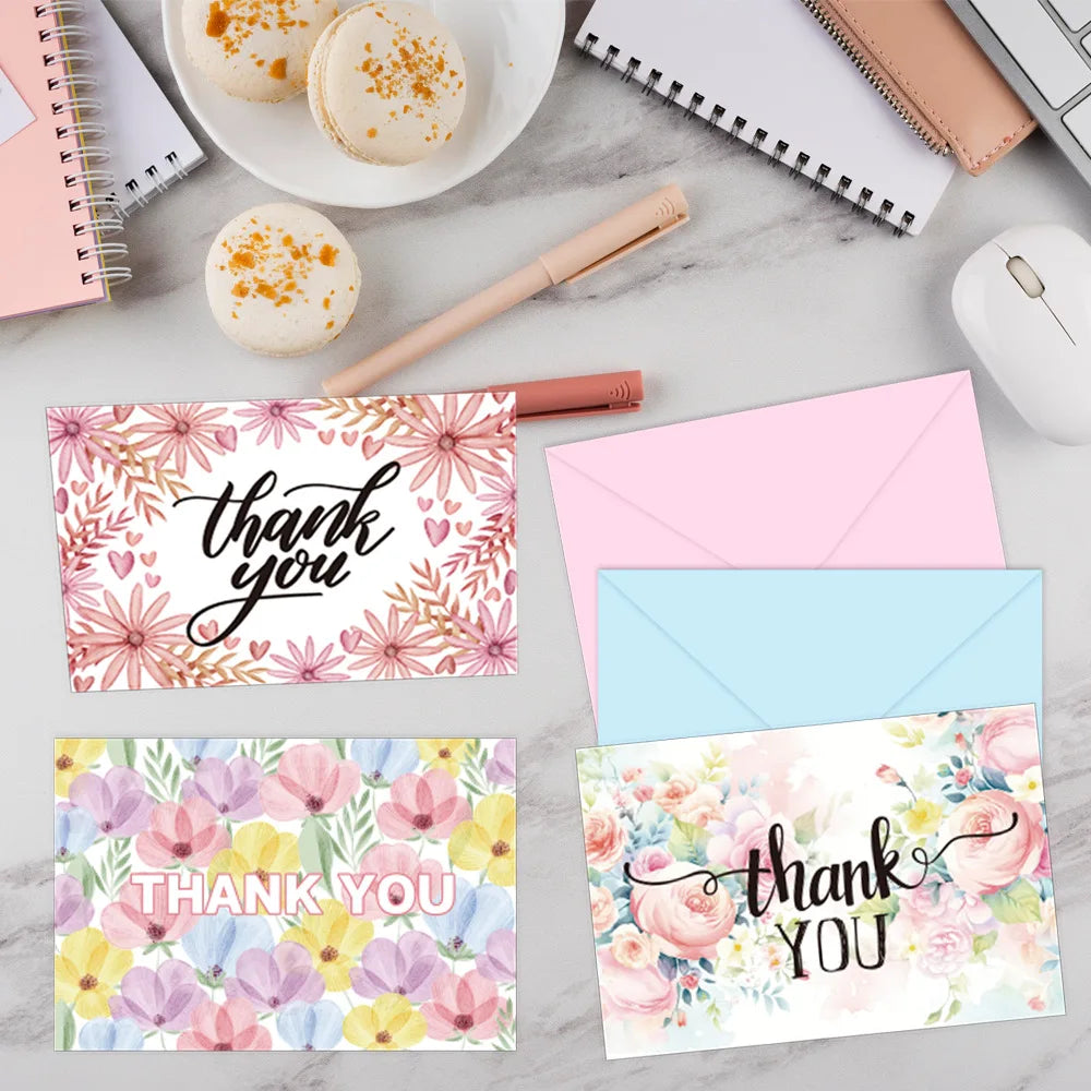 Greeting Card Set Premium Blank Folded With Envelope Leave a Message Wish and Foldable Thank You Cards With Envelopes