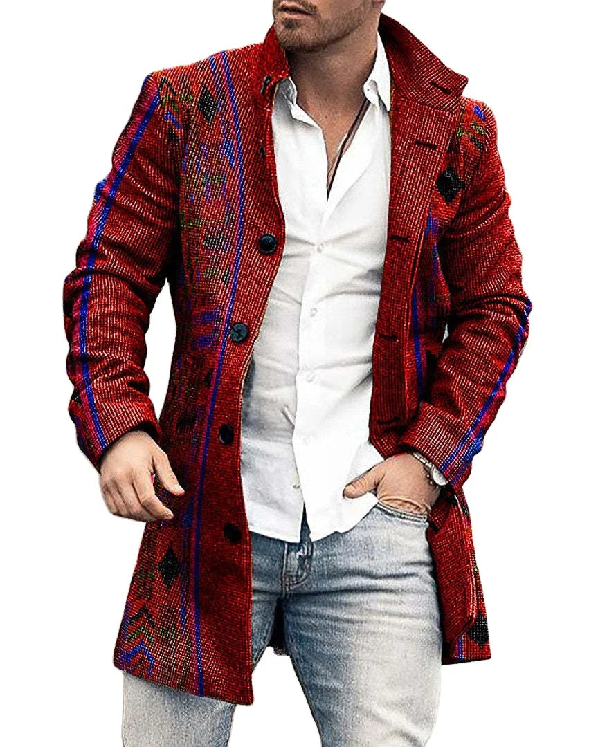 Men's New Casual Long Trench Coat Single-breasted Top Men's Wear