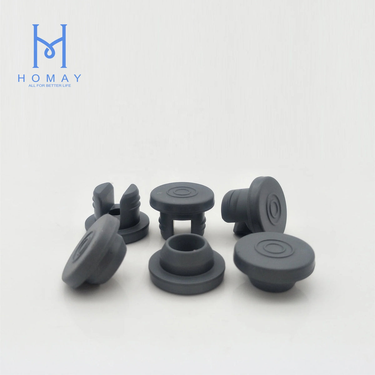Homay Packaging Best Price 13mm 20mm 32mm Medical Injection Rutyl Rubber Stopper for Pharmaceutical Glass Vials