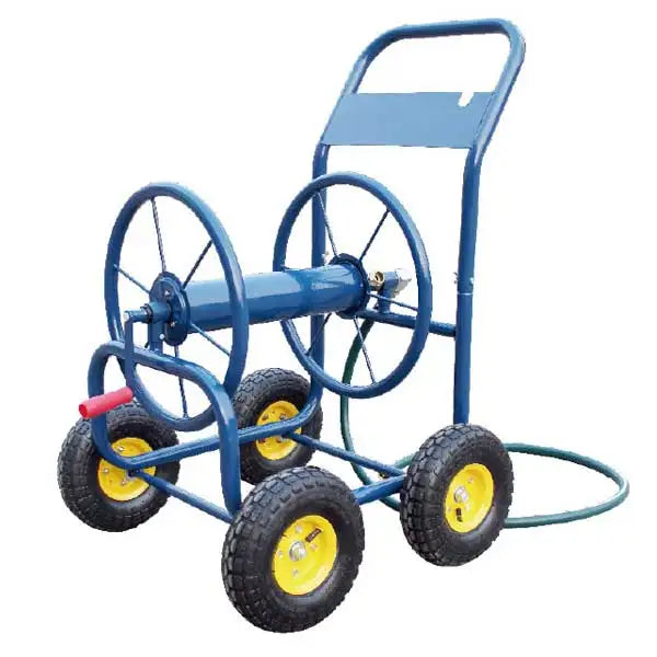 Heavy Duty Outdoor Steel Four Wheel Garden Cart with Adjustable Anti-Corrosion Hose Reel