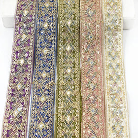 Meetee PH044 45mm Dress Home Textile Accessories Sewing Polyester Fabric Material New Ethnic Embroidery Diamond Sequins Lace