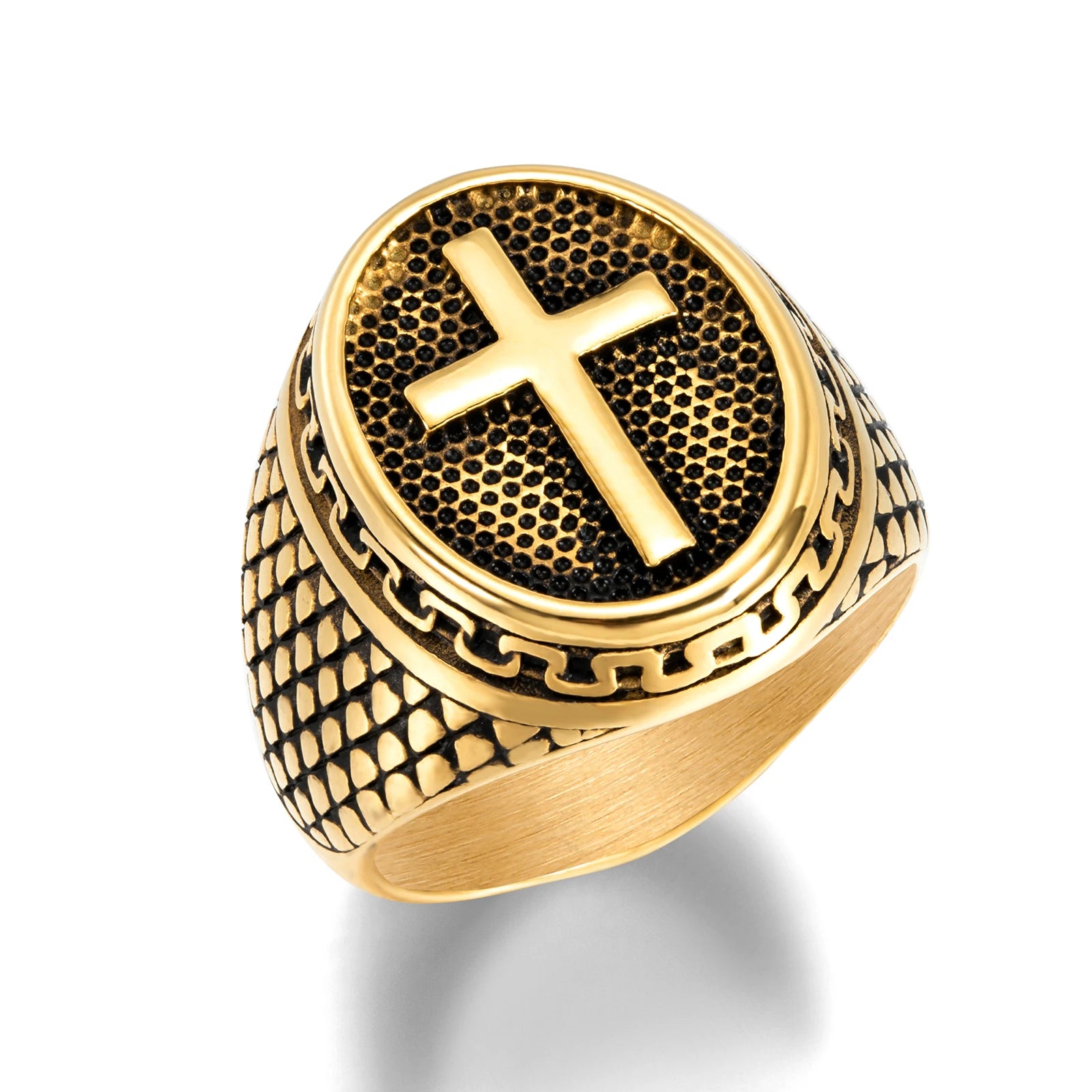 Wholesale Latest Designs Religious Cross Rings Custom Stainless Steel Men Jewelry Simple Ring