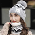 H31 Women's Winter Warm Beanie & Scarf Set Thick Knit Acrylic/Cotton Ski Outdoor Sports Casual Skull Cap Neck Warmer