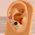 Shining Clay Ball Zircon Nose Rings Women Stud 316L Stainless Steel Body Piercing Jewelry