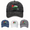 Custom Outdoor Washed Cotton Palestine Print Pattern Flag Baseball Cap Embroidery Duck Tongue Cap Sunscreen Sunshade Cap