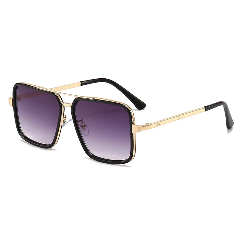 Classic Square Metal Frame UV400 Custom Logo Unisex Fashion Sunglasses for Women & Men