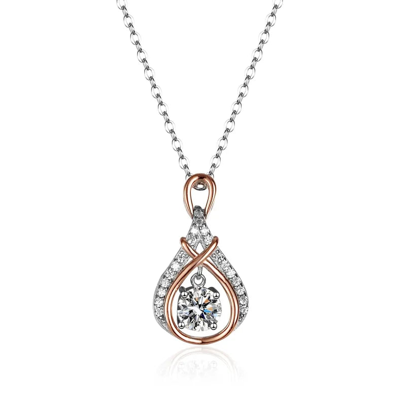 New Trendy 925 Silver Moissanite Classic Water Drops Beating Heart Pendant Necklace Fashion Jewelry Charm Necklace for Women