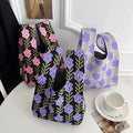 Handmade Women's Knitted Flower Crochet Tote Bag Chic Handbag for Women