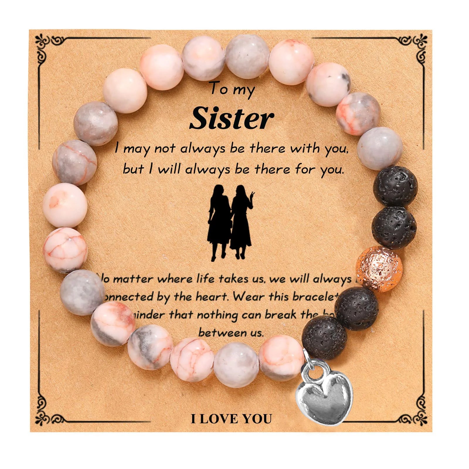 HGDEER Hiphop Inspirational 8mm Crystal Heart Bracelets Natural Stone for Men Women Teen Girls-Graduation Gifts Weddings Parties