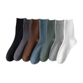 Free Sample Autumn and Winter New Arrived Solid Color Men's Striped  100% Cotton Crew Socks