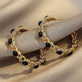 925 Silver Vintage Rhinestone Chain Earring C-shaped Ear Hook Silver Needle Niche Design Retro Stud Earrings for Women