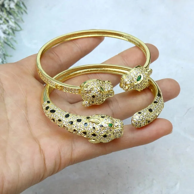 Trendy Wild Bangles Jewelry Loe Pard  Bracelets for Men Women Zirconia Cuff Bangle