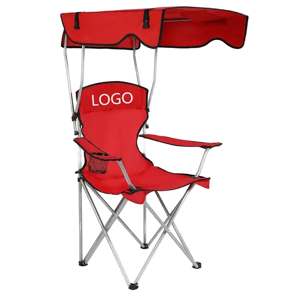 WOQI Modern Recliner Beach Camping Lounge Armchair Foldable Mesh Luxury Padded Folding Chair Wtih Canopy