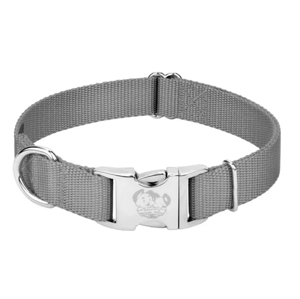 Custom Logo Nylon Dog Collar with Metal Buckle