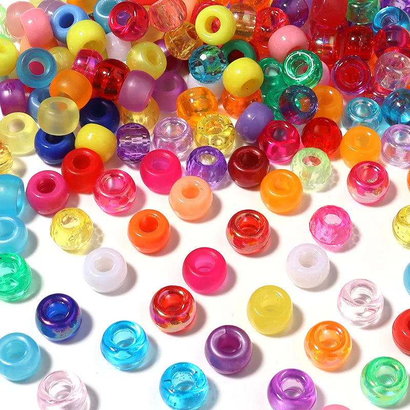 Large Hole DIY 6mm Acrylic Pony Beads Multi Color Jewelry Accessories Onion Pink Transparent Bucket Beaded Dirty Braids