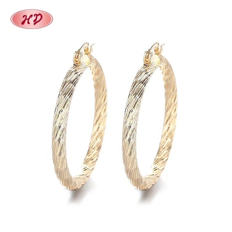 18K Laminated Gold Bisuterias Plated Brass Zircon Hoop Earrings Women Luxury Wholesale Earrings Women