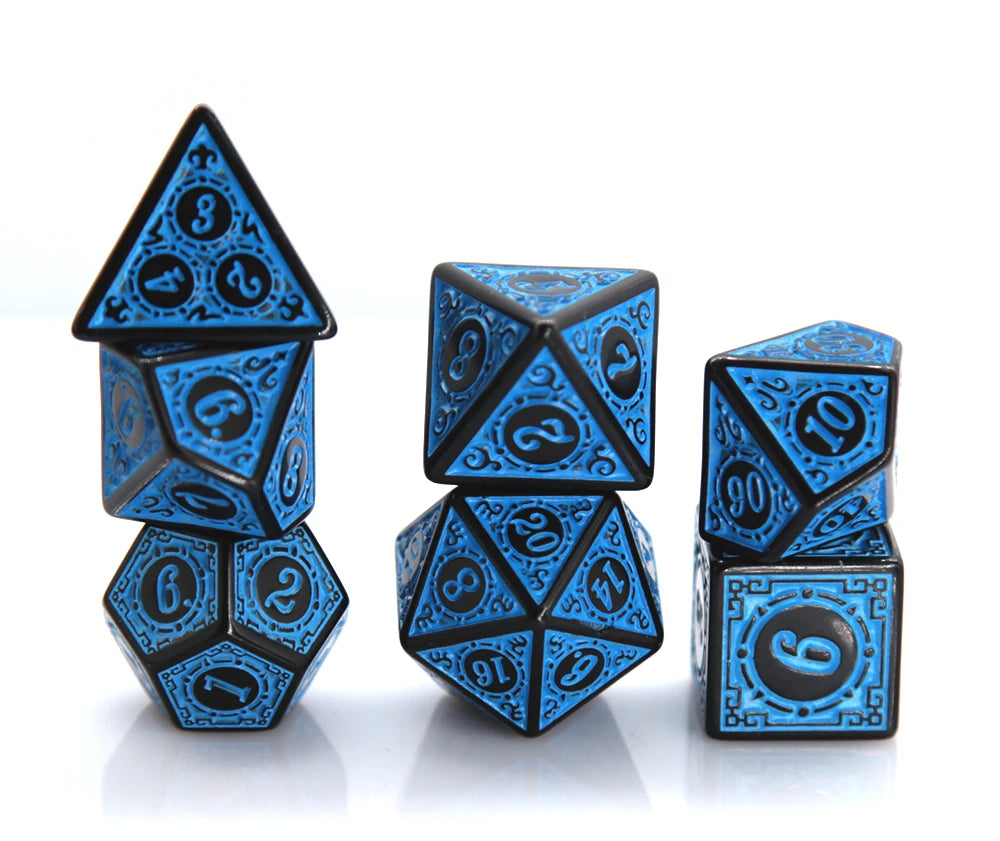HS Acrylic Blue Dnd Dice for  Polyhedral DND RPG Dungeons and Dragons Games Acrylic Dice Set Pattern  Blue