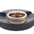 Poya Fashion Rose Gold Plated 8mm Antler Whiskey Barrel Wood Green Moss Agate Tungsten Carbide Wedding Band Ring for Men