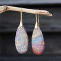 Chic Gold Natural Stone Purple Teardrop Jasper Drop Earrings Women Bijoux Geometric Daily Wear Jewelry Wholesale
