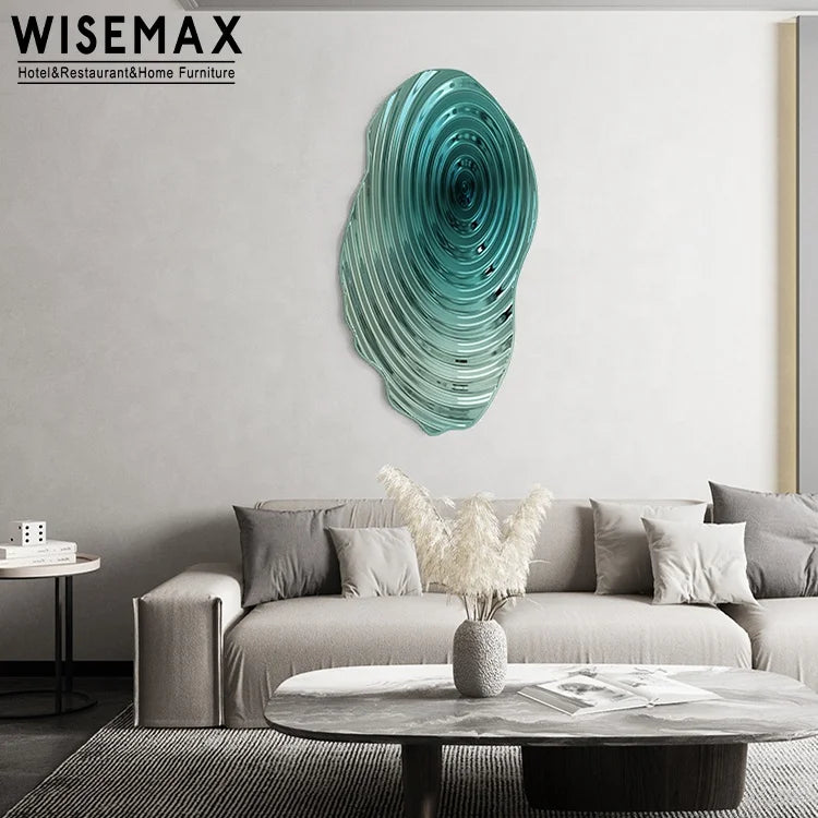 WISEMAX FURNITURE Nordic Designer Stripe Scallop Home Decor Modern Aesthetic Metal Wall Decor for Home  Irregular Decoration