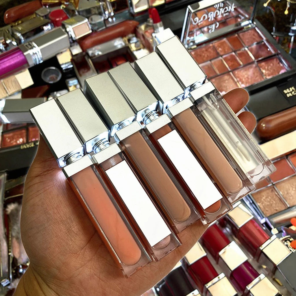 Liquid Matte Nude Lipstick Private Label Vegan Glossy Lipgloss Wholesale Led Light With Mirror Lip Gloss