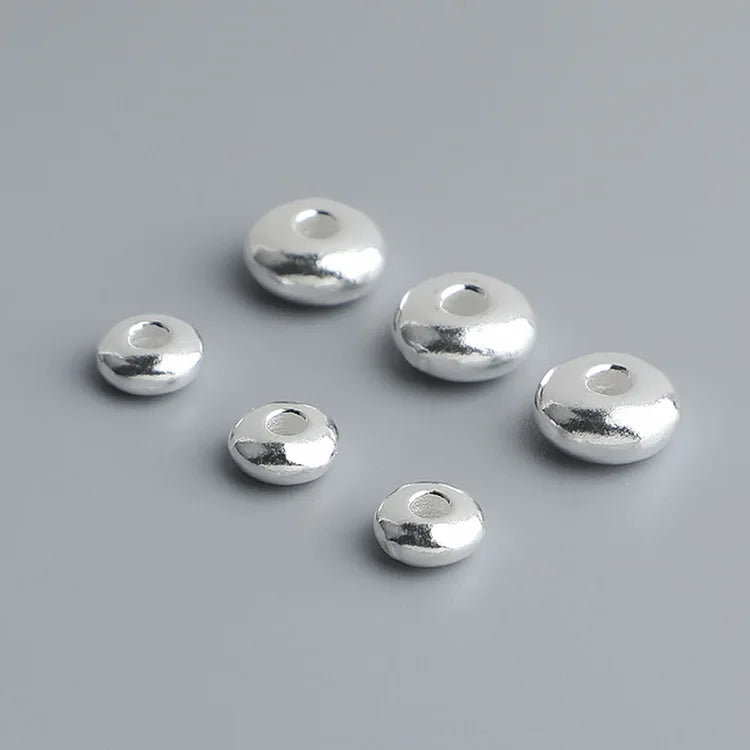 Simply 925 Sterling Silver 8.5mm/6.0mm Smooth Flat Wheel Spacer Beads for Bracelet Necklace Making