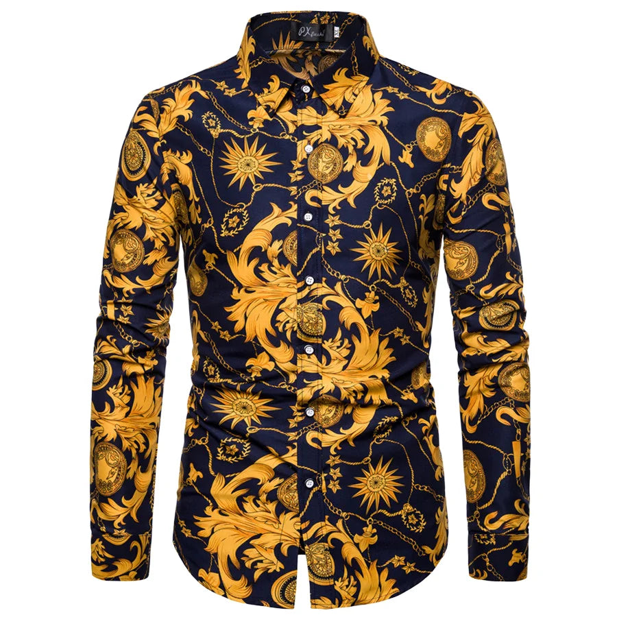 Men's Long Sleeve Casual Blouse Shirt Various Printed Floral Hawaiian Patterns Breathable for Autumn Season Anti-Wrinkle Feature