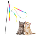 Cat Rainbow Wand Toy Interactive Kitten Teaser Wand String Colorful Ribbon Charmer for Cats Kitty Interactive Toys