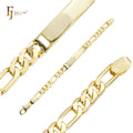4mm+ FJ Fallon Fashion Jewelry Figaro Link Engraveable Bracelets 14K Gold Plated Brass Based Split