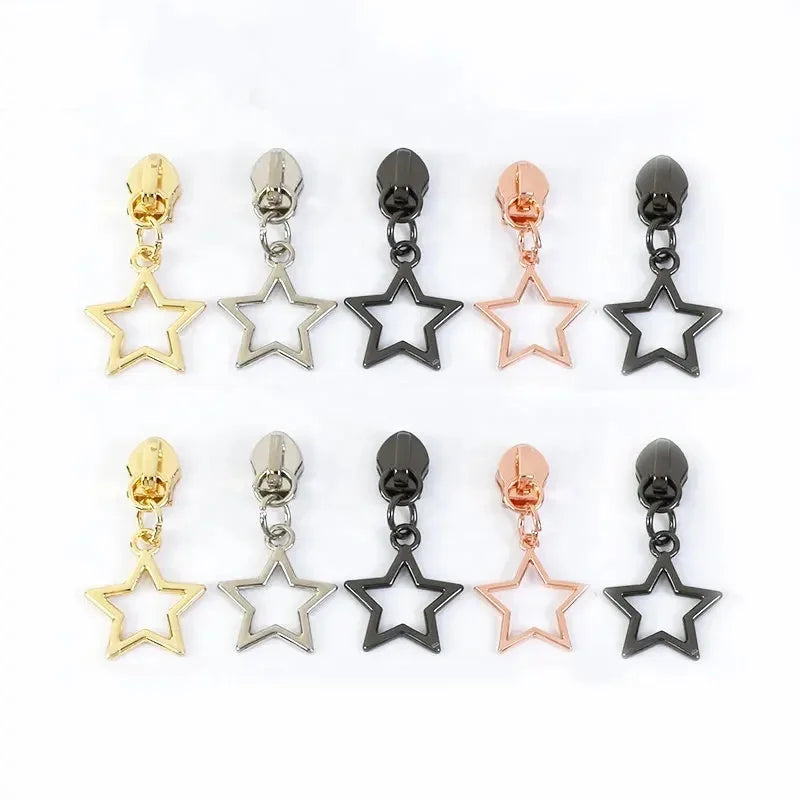 Meetee ZT204 5# Luggage Hardware Accessories Hollow Pentastar Shaped Pendant Nylon Zipper Puller Head Replaceable Zipper Slider