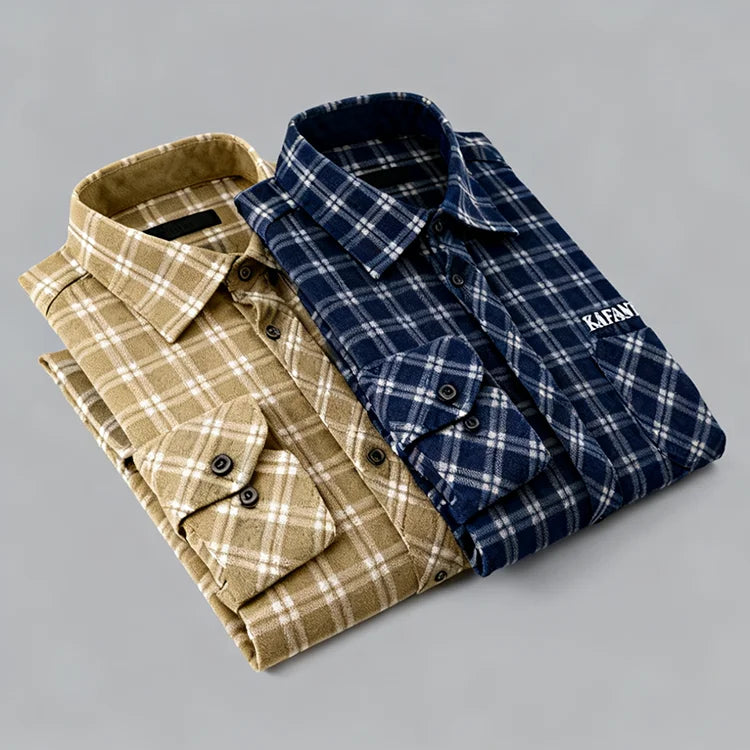 Kafany Garment Long Sleeve Plaid Flannel Shirts for Men Custom 100% Cotton Mens Heavy Weight Brushed Wholesale Flannel Shirt