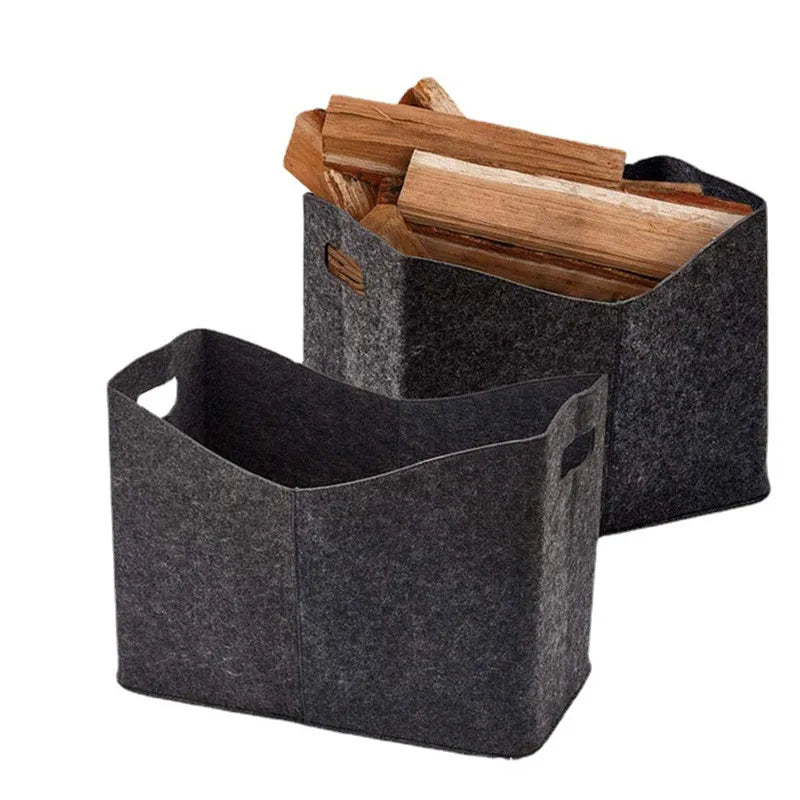 2022 Kitchen Storage Containers Felt Firewood Storage Basket Foldable Felt Large Laundry Bags Carrier Storage Holders Bag