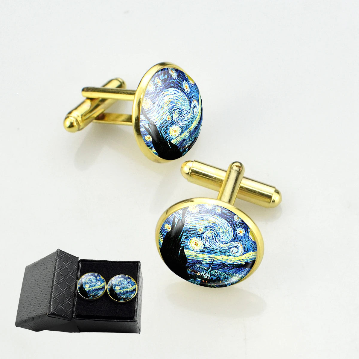 Van Gogh Cuff Links Art Paintings Men Shirt Accessories Fashion Jewelry Wholesale Wedding Gift Valentines Business Cufflinks