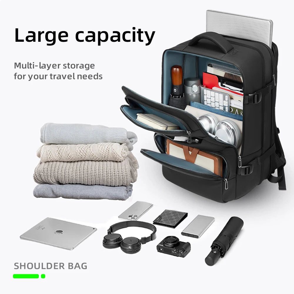 Wholesale Waterproof Oxford Travel Backpack USB Expandable Custom Logo Zipper Closure Separate Shoes Compartment for Men Women