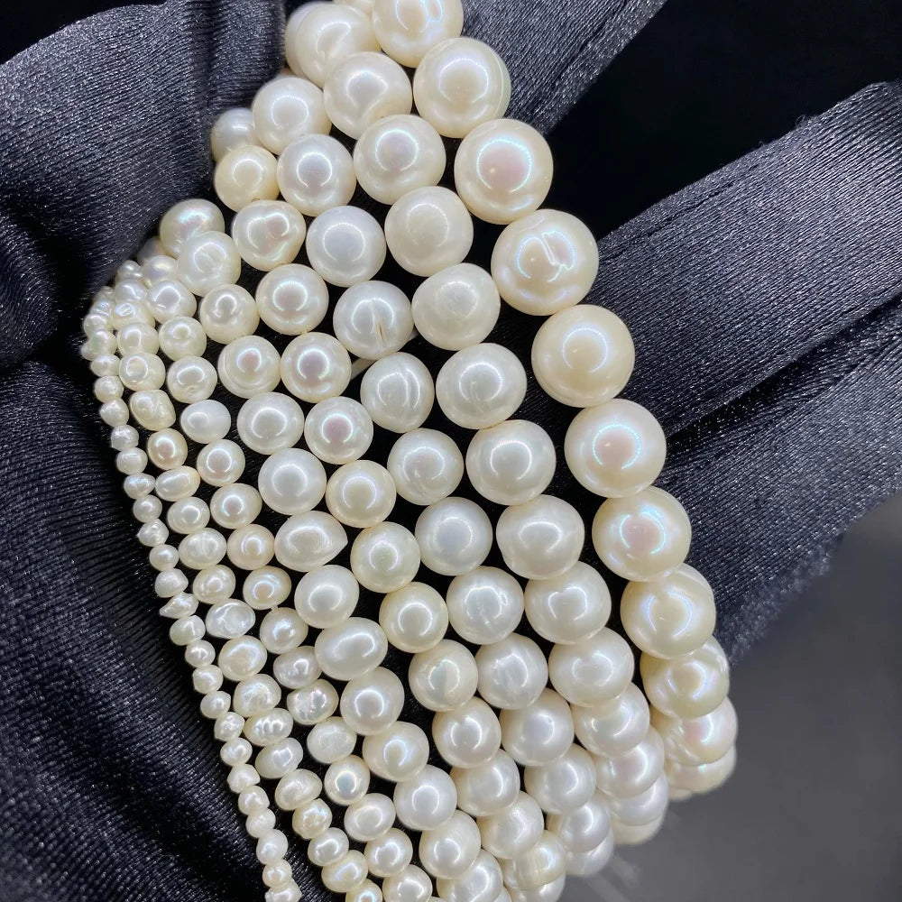 White Natural Real Freshwater Pearl Strand 1A 2-10mm Round Shape Pearl String Wholesale Price MegaBDM