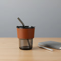 400ml Glass Cup Viral Coffee and Milk Gift Cup with Leather Sleeve Heat Insulation and Glass Straws MegaBDM