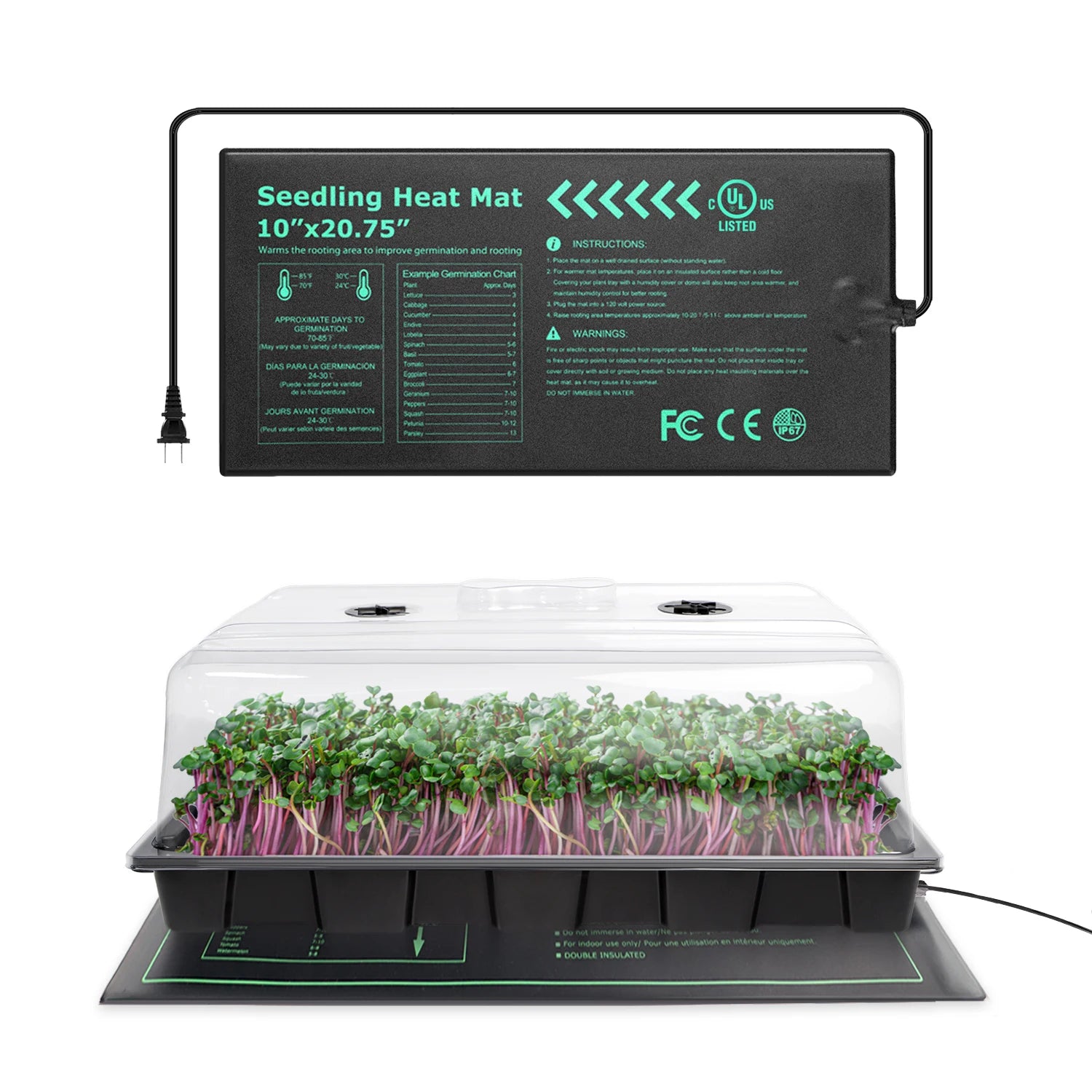 52x25 CM Seed Germination Heat Mat Waterproof Plant Seedling Propagation Clone Starter Warm Seed Heat Pad for Germinating Seeds