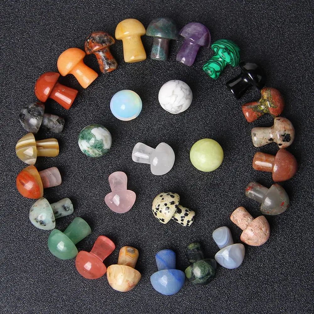 Natural Hand Carved Fengshui Crystal Mushroom Mix Quartz Crystal Mushrooms Cheapest Natural Mini Crystal Carved Stone Mushroom