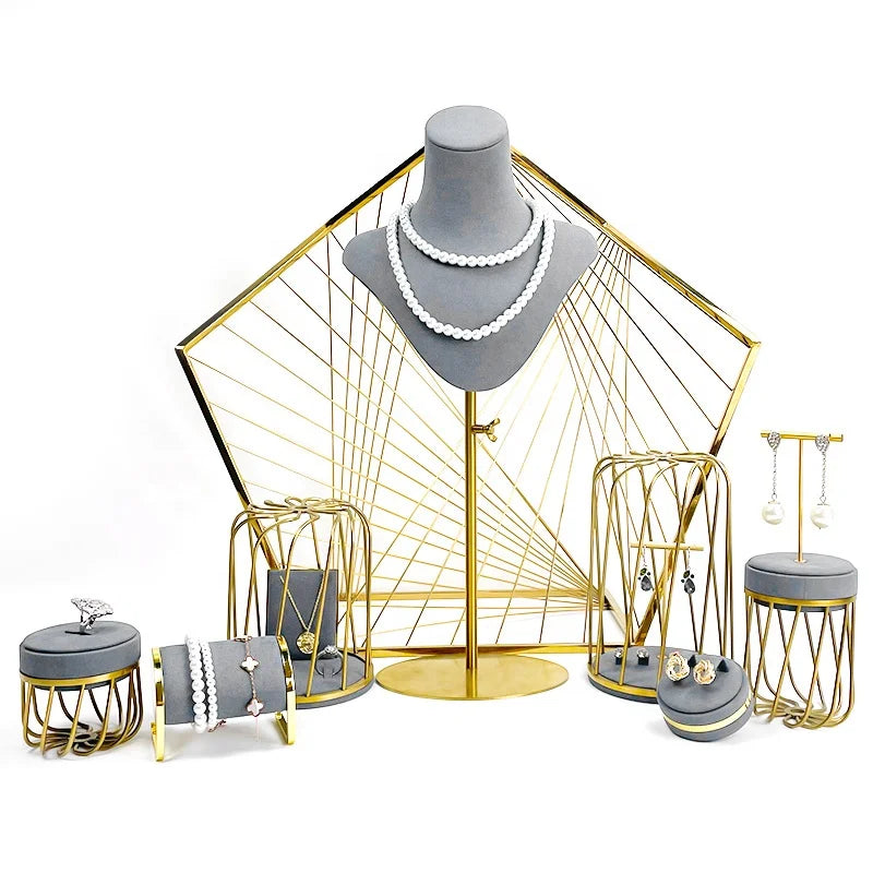 Multifunctional Jewelry Display Props Gray Microfiber Necklace Jewelry Display Jewelry Bust Form Ring Holder Custom