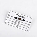 New Meaning Wish Card Braided Wax Rope Natural  Hematite Tiger Eye Stone Bead Protection Bracelet