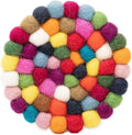 New 8 Pcs Colorful Round Felt Ball Coasters Handmade for Drinks Office Home Bar Decor Rainbow Wool Absorbent Coasters