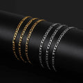 Non Tarnish Free Waterproof Jewelry Custom PVD 18k Gold Plated Stainless Steel Figaro Chain NK Chain Bracelet Necklace for Men